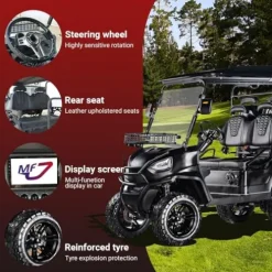 StandbyMe Electric Golf Cart 5000-Watt Motor 4-Seat 48V Battery Golf Utility Buggy Black