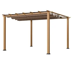 STC Valve 10′ H x 11′ W x 11′ D Pergola Cocoa, Sand, White