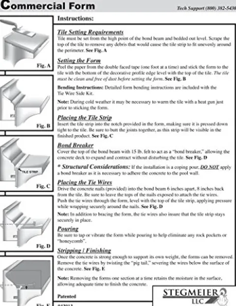 Stegmeier Gunite Pool Coping Forms Commercial (Form Only)