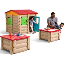 Step2 Big Builders Playhouse Building Set 132-Piece Kids Playset Brown