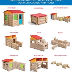 Step2 Big Builders Playhouse Building Set 132-Piece Kids Playset Brown