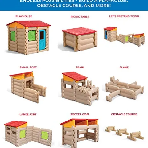 Step2 Big Builders Playhouse Building Set 132-Piece Kids Playset Brown