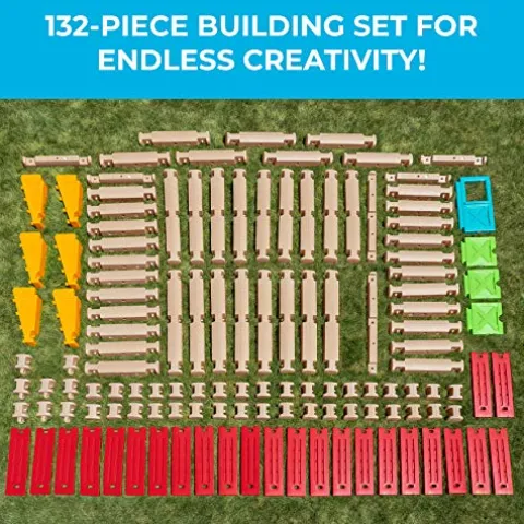 Step2 Big Builders Playhouse Building Set 132-Piece Kids Playset Brown