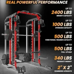 STMHOM Power Cage Smithmachine 2400 Lbs All-in-One Red