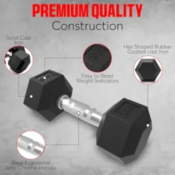 StrengthUSA Rubber Hex Dumbbell Set with Rack 450 lbs Black