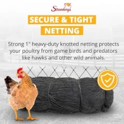 Stromberg’s 1″ Knotted Game Bird Netting Black – Heavy Duty, UV-Resistant, 85 lb Break Strength, 50′ x 100′