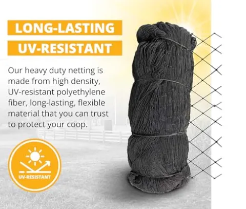 Stromberg’s 1″ Knotted Game Bird Netting Black – Heavy Duty, UV-Resistant, 85 lb Break Strength, 50′ x 100′