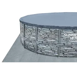 Summer Waves 18ft Elite Frame Above-Ground Pool with Filter Pump, Ladder & Pool Cover Gray