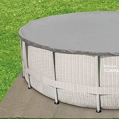 Summer Waves 20ft x 48in Above Ground Swimming Pool Set with Ladder & Cover Gray