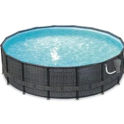 Summer Waves 16ft x 48in Above Ground Pool Set with Pump & Accessories Dark Herringbone