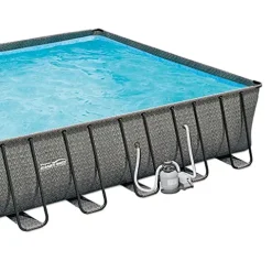 Summer Waves Outdoor Rectangular Frame Above Ground Swimming Pool Set Gray