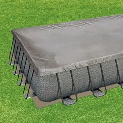 Summer Waves Outdoor Rectangular Frame Above Ground Swimming Pool Set Gray