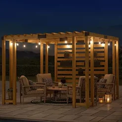 SummerCove Cedar Framed Pergola 10 x 10.5 ft with Adjustable Hanging Planters Wood Color