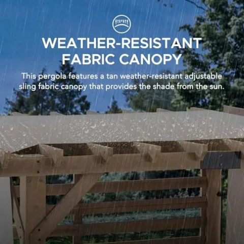 SummerCove Sunjoy Cedar Pergola 10×11 ft with Adjustable Canopy and Privacy Screen Tan