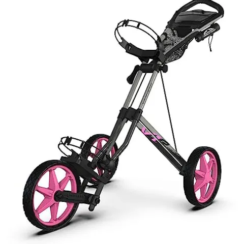 Sun Mountain Golf Speed Cart V1R 3 Wheel Push Cart Gunmetal Pink