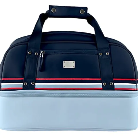 Sun Mountain Mid-Stripe Boston Bag – Frost/Navy/Red