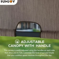 Sunjoy 10’ x 12’ Outdoor Steel Arched Pergola with Adjustable Canopy Tan