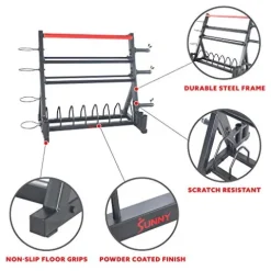 Sunny Health & Fitness All-In-One Weights Storage Rack Stand Black