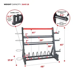 Sunny Health & Fitness All-In-One Weights Storage Rack Stand Black