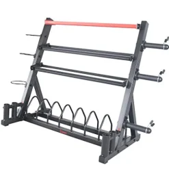 Sunny Health & Fitness All-In-One Weights Storage Rack Stand Black