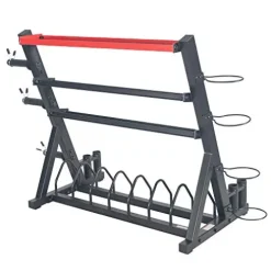 Sunny Health & Fitness All-In-One Weights Storage Rack Stand Black