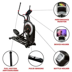 Sunny Health & Fitness Electric Elliptical Trainer with Programmable Monitor – SF-E3875 Black