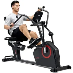 Sunny Health & Fitness Electromagnetic Recumbent Cross Trainer Exercise Elliptical Bike Black