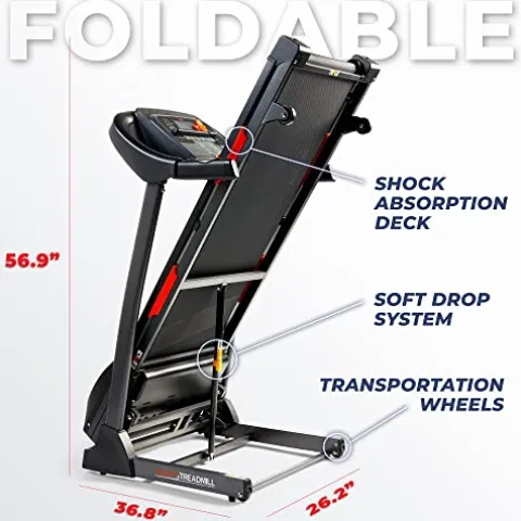 Sunny Health & Fitness Folding Incline Treadmill Black