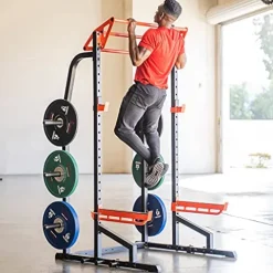 Sunny Health & Fitness Power Zone Half Rack Heavy Duty Performance Power Cage Black