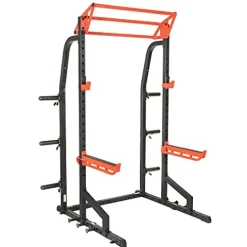 Sunny Health & Fitness Power Zone Half Rack Heavy Duty Performance Power Cage Black