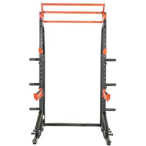 Sunny Health & Fitness Power Zone Half Rack Heavy Duty Performance Power Cage Black