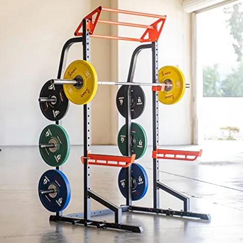 Sunny Health & Fitness Power Zone Half Rack Heavy Duty Performance Power Cage Black