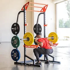 Sunny Health & Fitness Power Zone Half Rack Heavy Duty Performance Power Cage Black