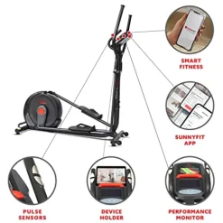 Sunny Health & Fitness Power Stride SMART Elliptical Trainer Black