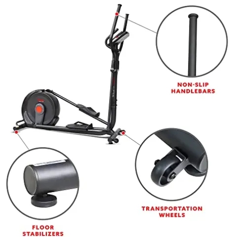 Sunny Health & Fitness Power Stride SMART Elliptical Trainer Black