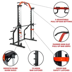 Sunny Health & Fitness Premium Squat Smith Machine Black