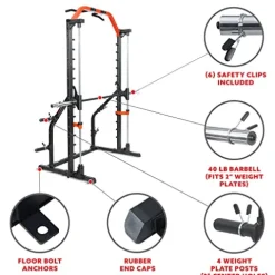 Sunny Health & Fitness Premium Squat Smith Machine Black