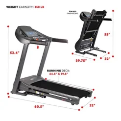 Sunny Health & Fitness T7643 Heavy Duty Walking Treadmill Gray