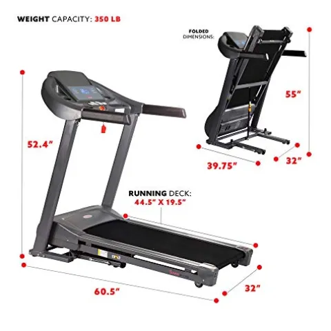 Sunny Health & Fitness T7643 Heavy Duty Walking Treadmill Gray
