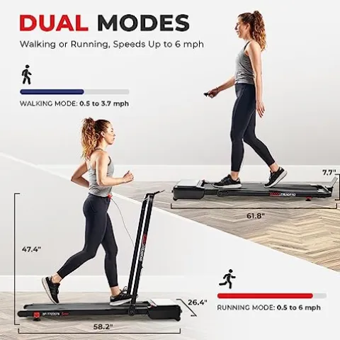 Sunny Health & Fitness Treadpad® Pacer Dual Mode Treadmill Black