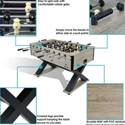 Sunnydaze Delano 54.5-Inch Foosball Table Gray