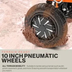 SuperHandy Electric-Assist Garden Cart 5.7 Cu Ft 440lbs Load All-Terrain Orange