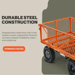 SuperHandy Electric-Assist Garden Cart 5.7 Cu Ft 440lbs Load All-Terrain Orange