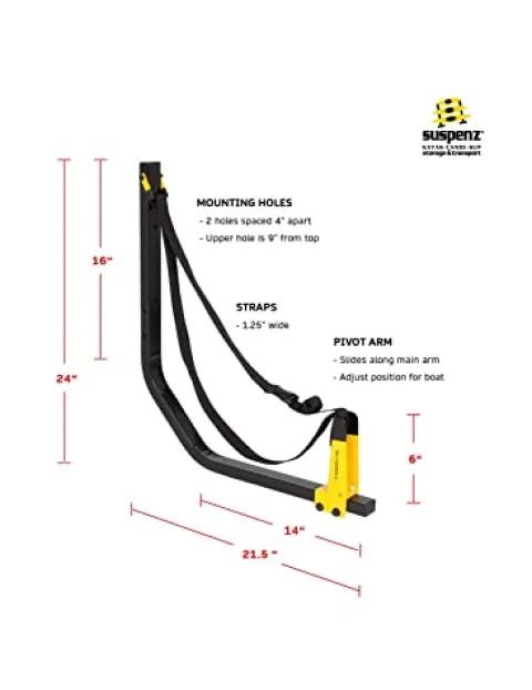Suspenz Kayak Storage Rack, 2-Boat Free Standing – Yellow