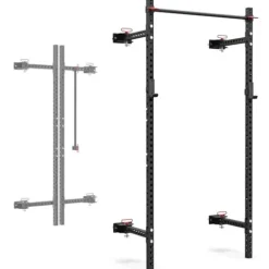 Synergee 2200 Series Folding Squat Rack with J-Cups & Pull Up Bar 95″ Tall – 21″ Depth