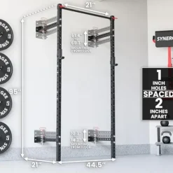 Synergee 2200 Series Folding Squat Rack with J-Cups & Pull Up Bar 95″ Tall – 21″ Depth