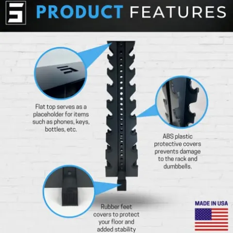 Synergy Custom Fitness 8-Tier Vertical Dumbbell Storage Rack – DBRK8 (Grey)