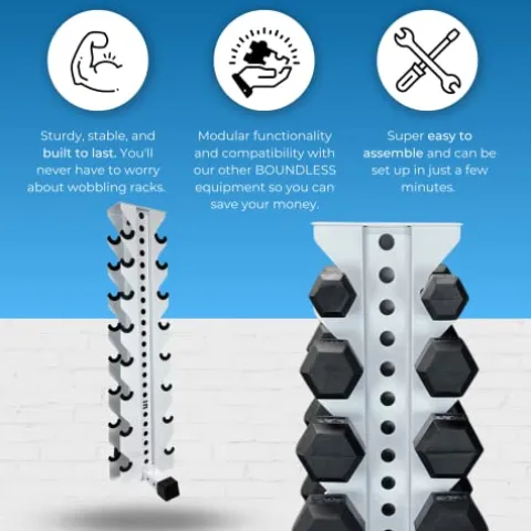 Synergy Custom Fitness 8-Tier Vertical Dumbbell Storage Rack – DBRK8 (Textured Black, Grey, White, Synergy Blue, Red, Orange, Yellow, Blue, Military Green, Military Tan)