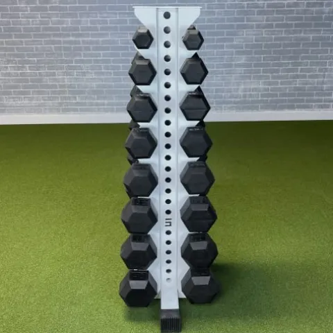 Synergy Custom Fitness 8-Tier Vertical Dumbbell Storage Rack – DBRK8 (Textured Black, Grey, White, Synergy Blue, Red, Orange, Yellow, Blue, Military Green, Military Tan)