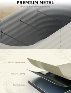 Takywep 2Pcs 10x4x1.5ft Galvanized Raised Garden Bed Beige